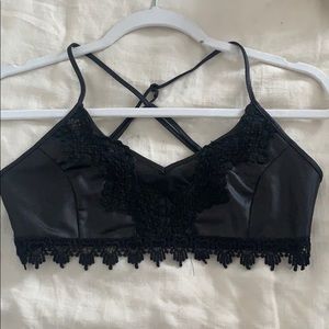 Black leathee bralette